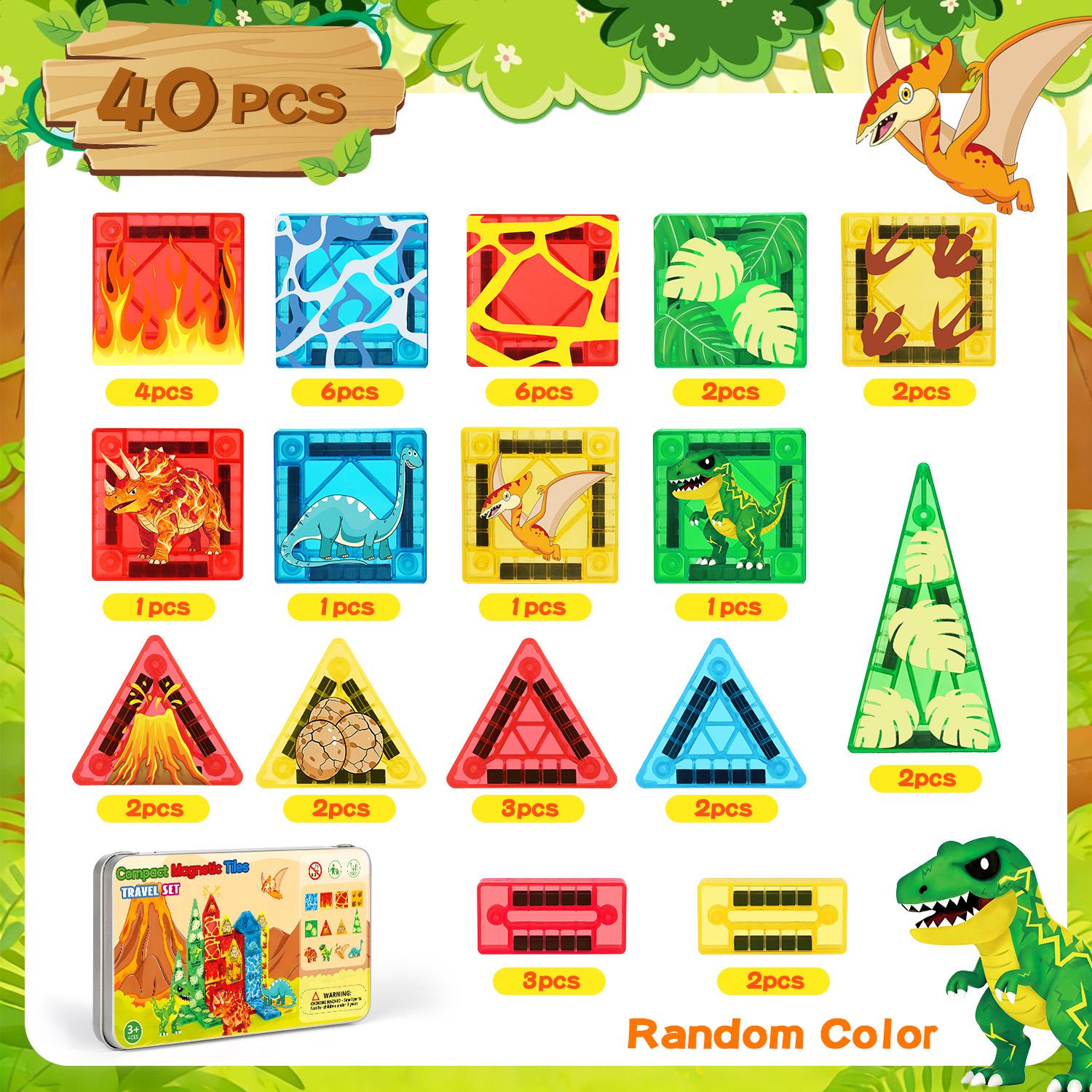 

Mini Magnetic Building Blocks for Children; Dinosaur Model; Portable Travel Toy; Suitable as a Holiday or Birthday Gift