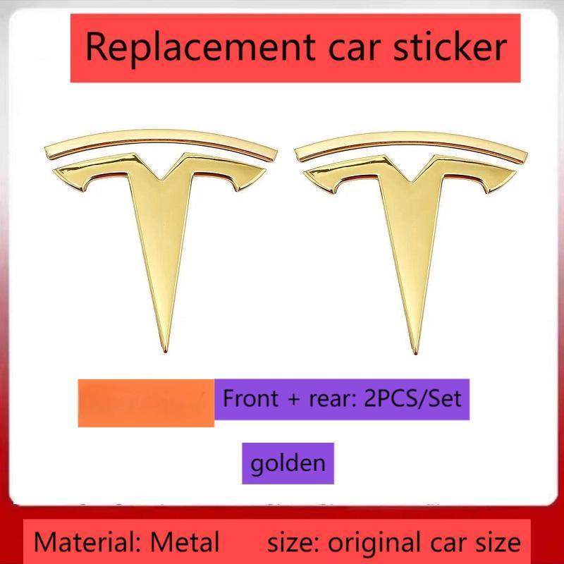 ALL1 metal For Tesla- Car Front Emblem Rear Trunk Emblem Suitable for Model 3 Mode Y logo replacement rear and rear logos blackening
