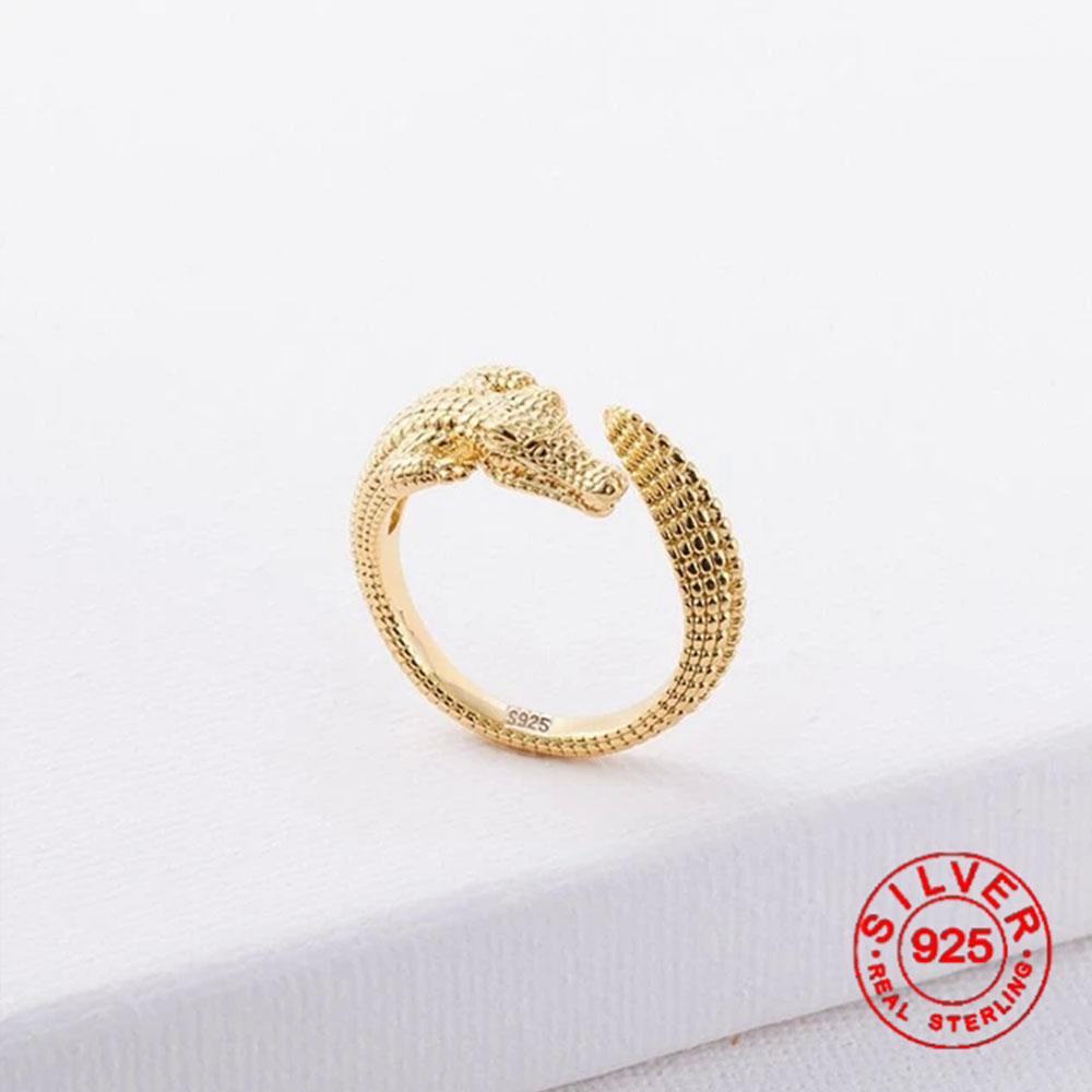 

BF CLUB Silver Color Gold Dragon Lines Ring For Women Fine Jewelry Finger Adjustable Open Vintage Ring For Party Birthday Gift