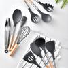 Knife Block Set + Silicone Kitchen Utensil Set 19 Pcs Black