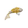 14K Gold Plated Koi Zircon & Pearl Brooch - Elegant, Versatile Pin for Trendy Women