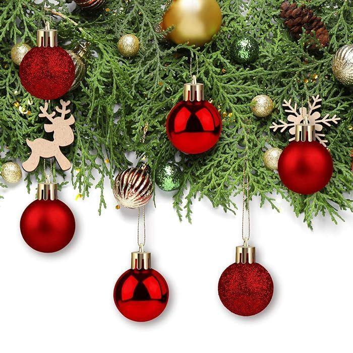 24 Pcs 3CM Multi Christmas Tree Baubles Balls - Xmas Hanging Ornament Decor - Christmas Decoration Items and Gifts