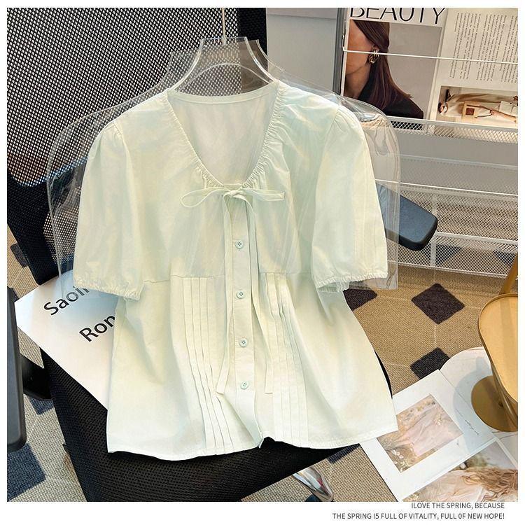 2026 Sweet Summer Plus Size Chiffon Pleated Shirt for Women