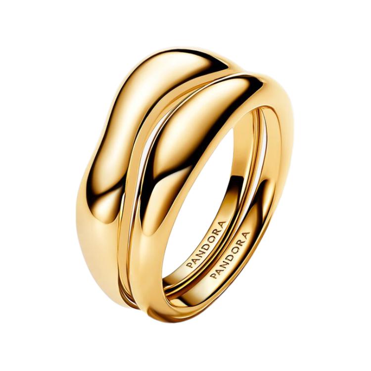 Pandora Organic Shape Design 14K Gold Metal Ring Women rings 163264C00 50