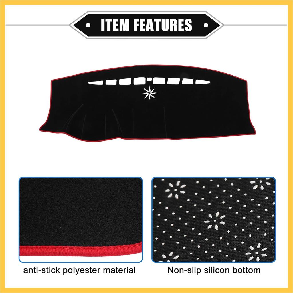 Dashboard Cover Compatible for Ford Edge 2011-2014, Nonslip Polyester Red Dash Cover Mat Dash Board Protector Cover Auto Replacement Parts