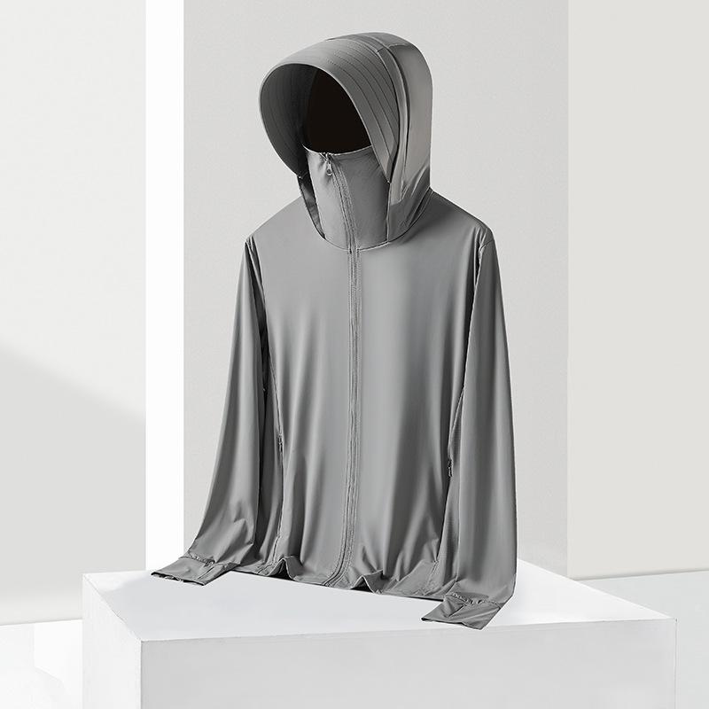 Raw yarn sunscreen clothing women's removable brim men's ice silk UPF + UV protection outdoor fishing sunscreen clothing