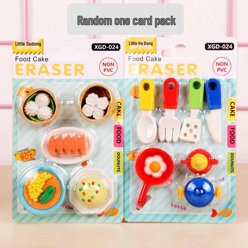 Adorable Cartoon Mini Eraser Set for Students – Perfect Back-to-School Gift