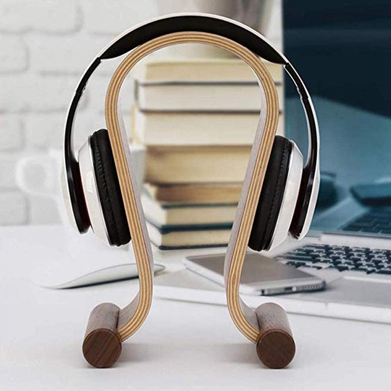 ABNRR Wooden Headset Holder,Universal Earphone Hanger Holder for Gaming Headsets & DJ Studio Headphones Desktop Headphone Rack