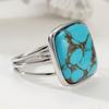 Bohemian Inlaid Imitation Turquoise Women's Ring Vintage CopperColor Geometry Daily Wear Party Jewelry Anniversary Gift
