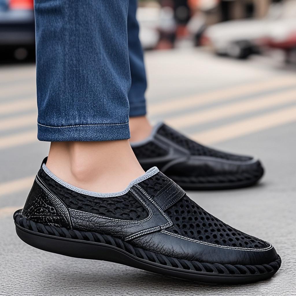 2025 Summer Shoes Men Loafers Mesh Breathable Flat Non-slip Mens Casual Shoes Brand Footwear Plus Size 46 Black Green Blue