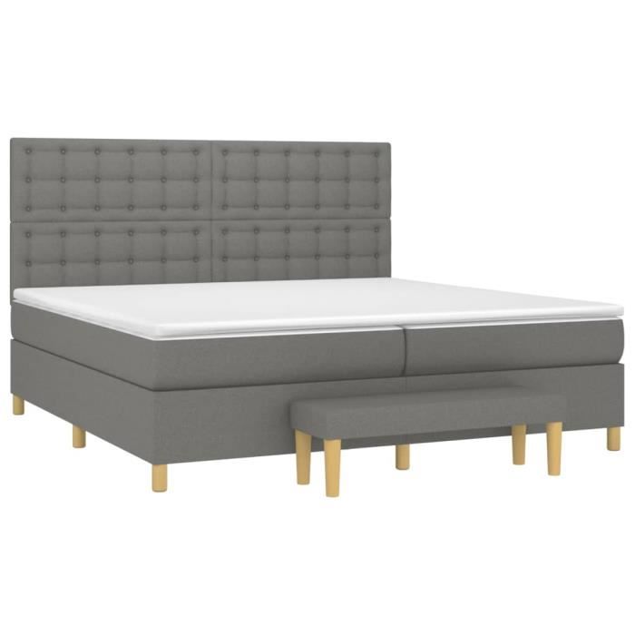 3137502 vidaXL Divan Bed with Mattress Dark Grey 200x200cm Fabric