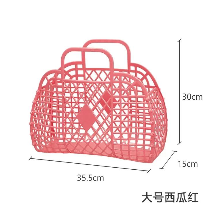 Plastic Hollow Shopping Storage Basket, Foldable Bath Basket, Fruit Basket