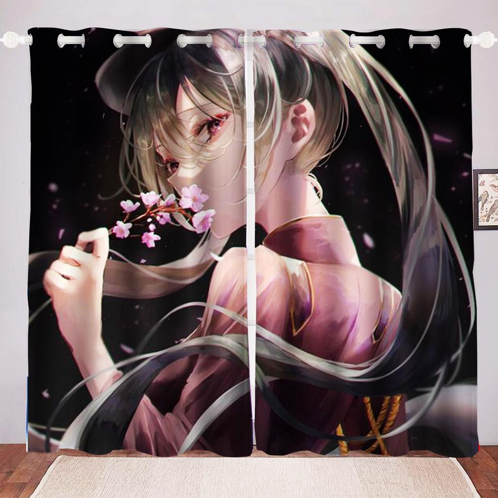 Anime Girl Digital Print Curtain Cartoon Window Animation Bedroom Fashion Style Cute Home Decoration Polyester Curtains Light Blocking Made Of Decor