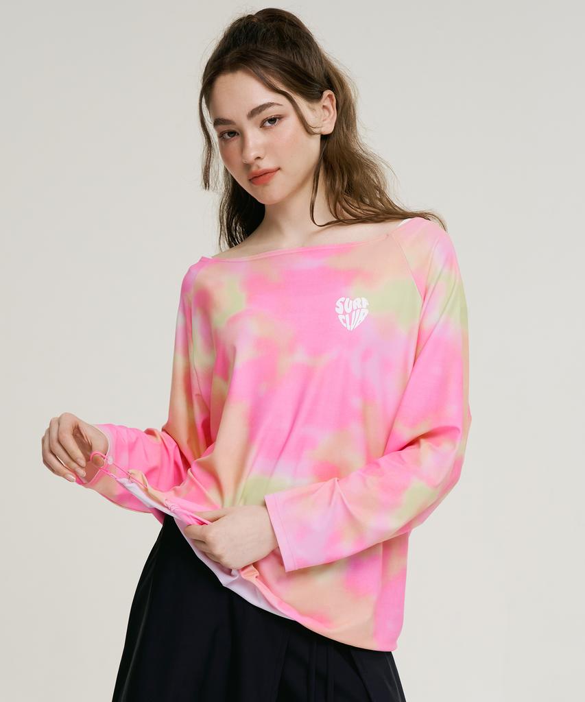Leijibi Cotton Candy String Oversized Women'S Long Sleeve Rash Guard (2 Colors)