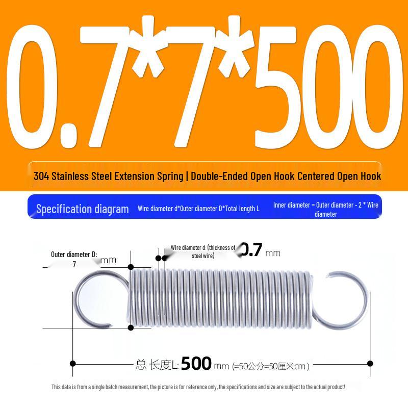 Arc de extensie din oțel inoxidabil 304 de 500 mm cu cârlige deschise și inel cu buclă dublă, personalizabil.