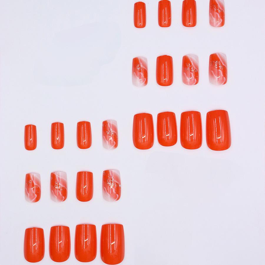 Verlauf Orange Süß Mode Nagelsticker - 24 Abnehmbare Stück, Europäischer & Amerikanischer INS Stil