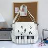 Piano Keyboard Print Messenger Bag With Musical Note Decor Versatile Crossbody Backpack Students Lightweight Durable Zipper Bag