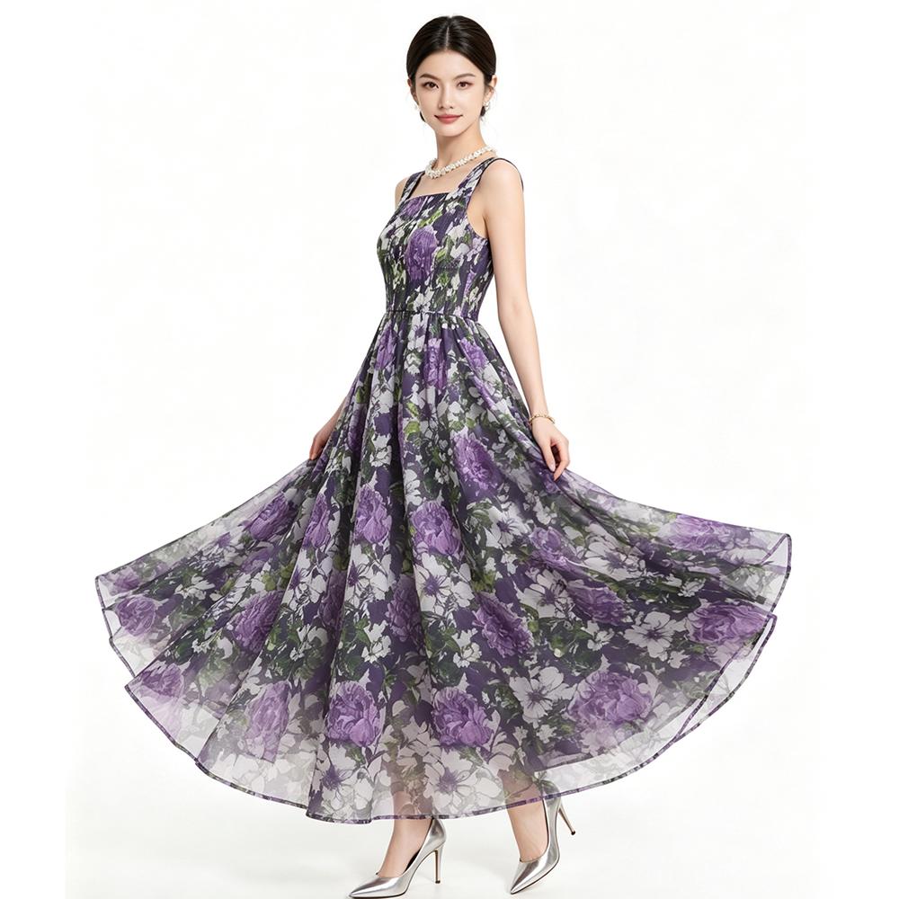 Sexy Clothes Floral Print Sleeveless Maxi Dresses for Women 2026 Club Birthday Party Elegant Big Swing Long Dresses
