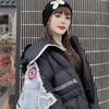 Winter down jacket new European trendy brand denim splicing women's short hooded contrasting color splicing sweet drunk jacket