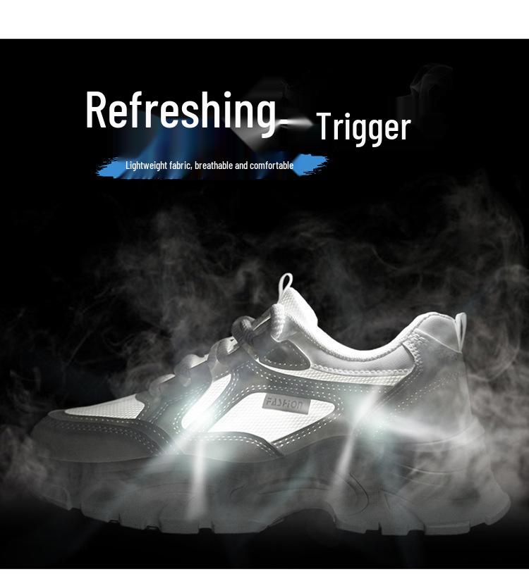 2025 Spring Women's Breathable Mesh Korean Style Thick-Soled Casual Fashion Sneakers