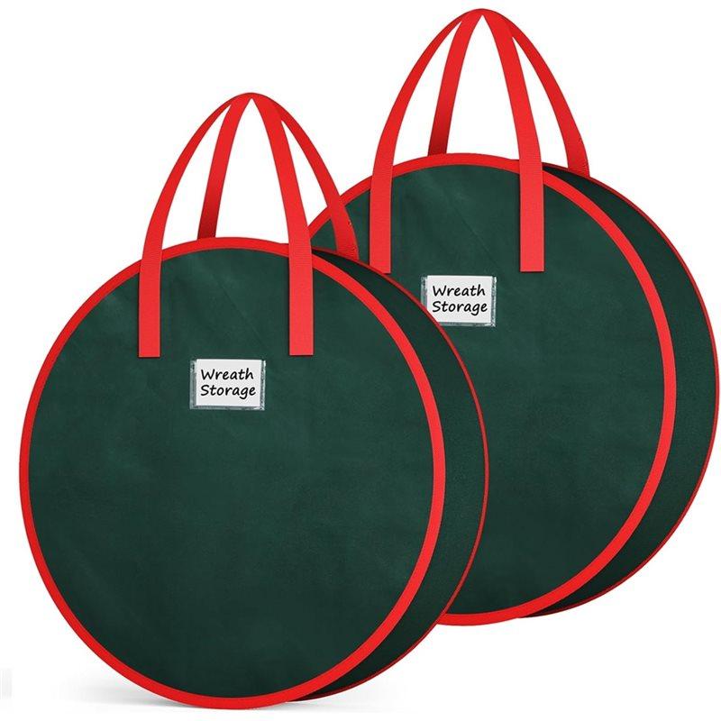 

Wreaths Storage Bag With Sturdy Handle, 2 Pack Christmas Wreaths Storage Container, Two-Way Zipper For Holiday 24 зелёный