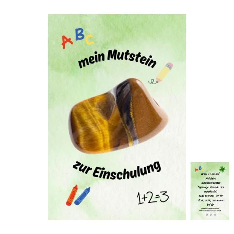 

Natural Tigers Eye Stone Craft Kits With Adhesive Backing And Card For Kids Educational Activity First Day at School Gift 1