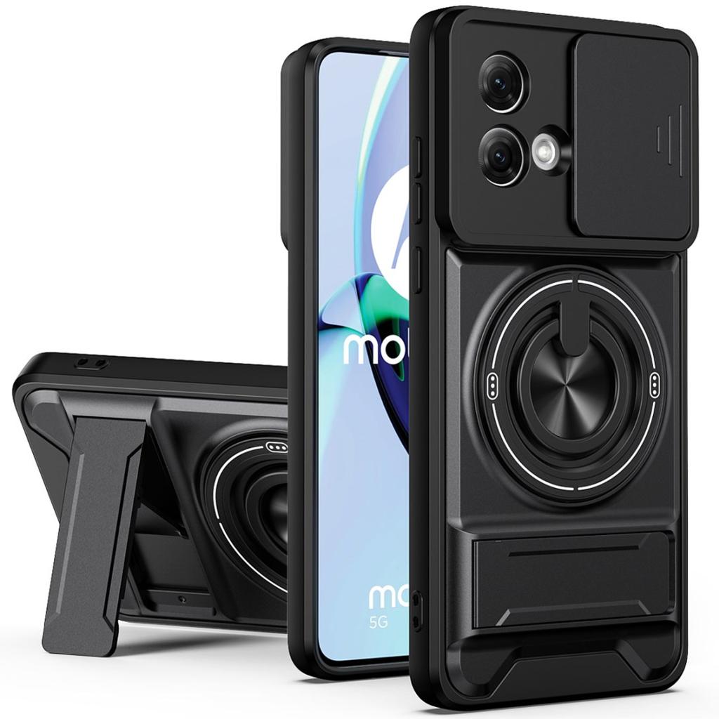 Armor Case For Motorola Edge 50 Fusion Case Shockproof Slide Lens Protector Phone Cover For Moto Edge 50 Fusion Case With Ring