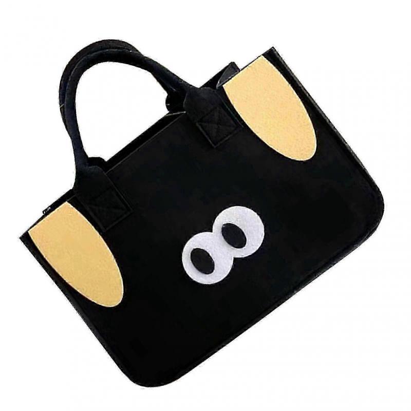 Cute Cartoon Felt Handbag - Portable Hand Carry Bag for Commuting, Shopping, and Traveling in Blue