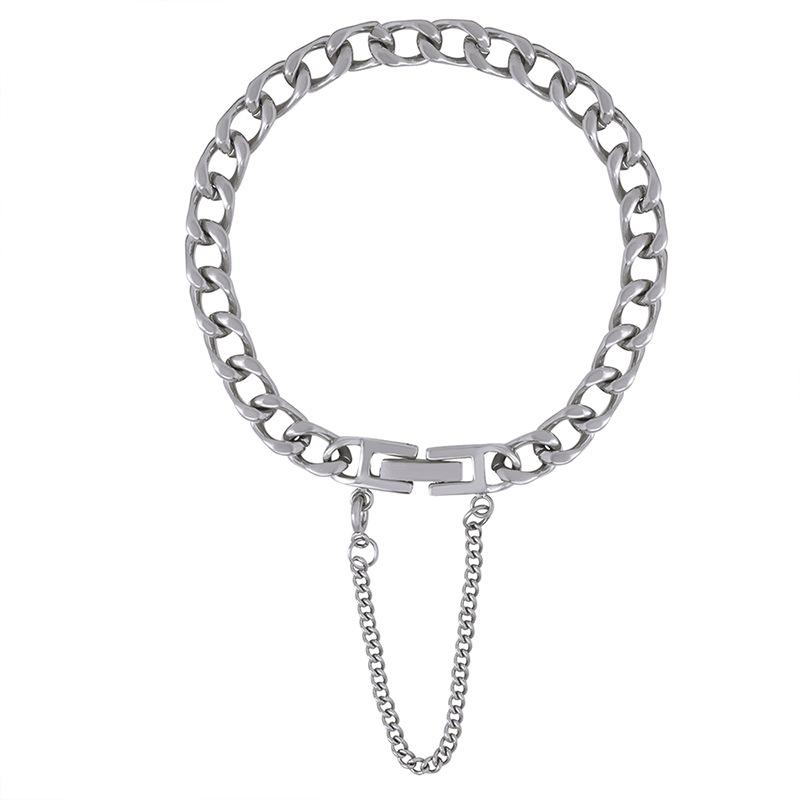 316L Stainless Steel Gold Color Geometric Chain Necklace Bracelets For Women Girl New  Non-fading Jewelry Set