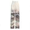 Pantalon en denim droit patchwork taille haute pour femme, effet dégradé – Collection Automne 2025