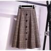 Women's Fall and Winter Plaid Retro Half-body Skirt Ladies Temperament Elegant Tweed Skirt