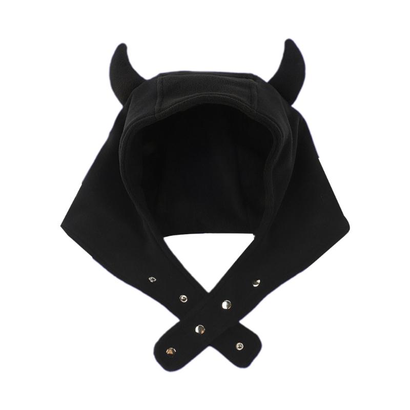 Solid Color Ear Protects Hat Fleece Hat Funny Ox Horn Shape Hat Warm Fuzzy Winter Fleece Hat Birthday Gifts for Adult