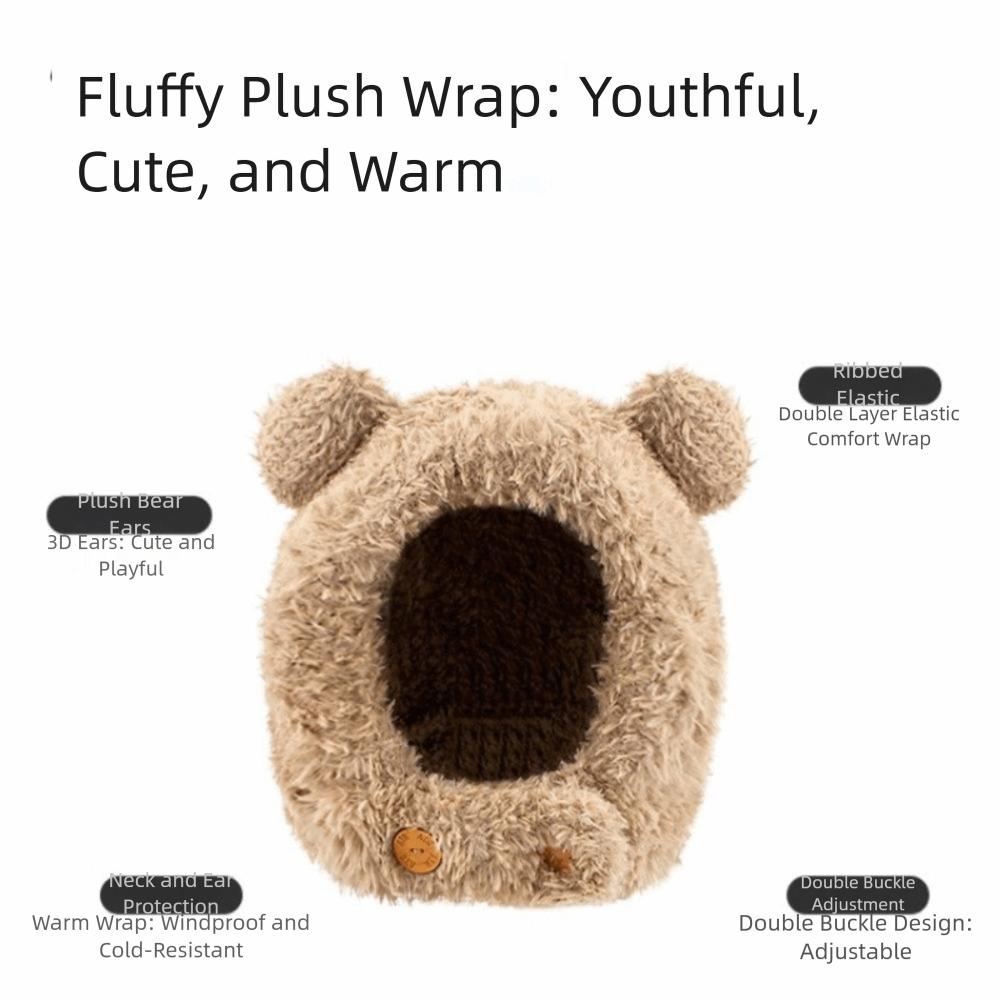 Ear Protection Hat Bear Ears Hat Winter Cap Winter Plush Hat Personality Bib Hat  Winter/Autumn