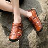 New Genuine Leather Men's Beach Large Size 38-48 Breathable Sandals Retro Handsewn Baotou Casual Fashion Handmade Shoes