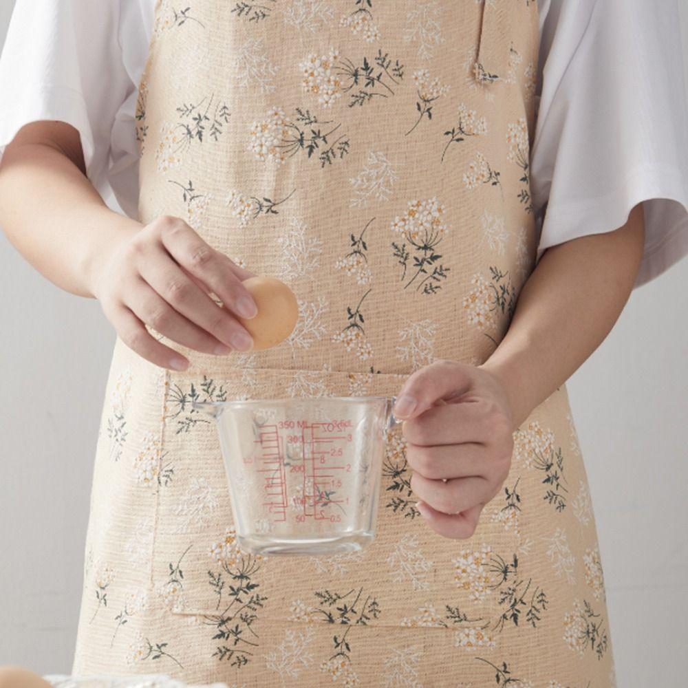 Floral Printed Kitchen Cooking Apron Anti-fouling with Pocket Florist Apron Cotton Linen Breathable Gardening Work Uniform