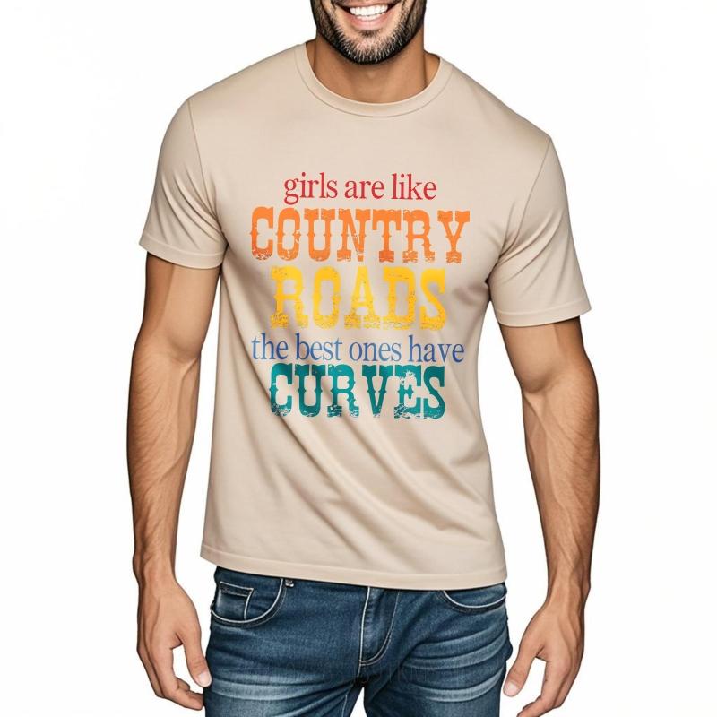 Streetwear Summer Teenagers tshirt Girls Are Like Country Roads The Best Ones Have Curves Short Sleeve Relaxed Fit Oneck Tops
