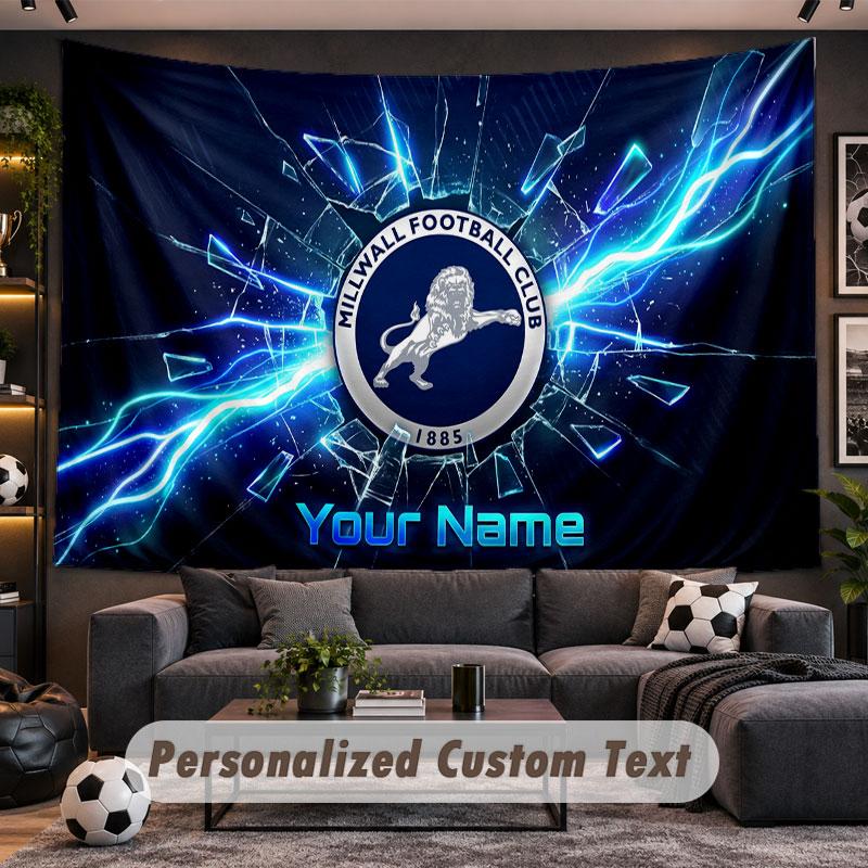 Wall Hanging Tapestry Custom NameMillwall FC Pattern Personalized Printed Fabric Wall Decor
