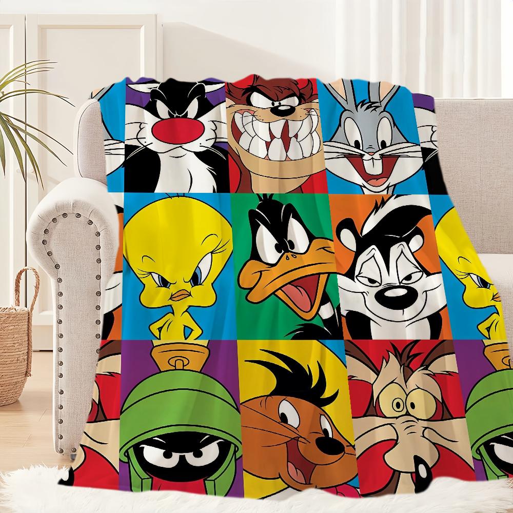 Cartoon Cute Blanket Plush Nap Sofa rug for Living L-LooneyS Room Warm Office T-Tunes Bedroom Birthday Home Travel Kid Gifts 30x40in