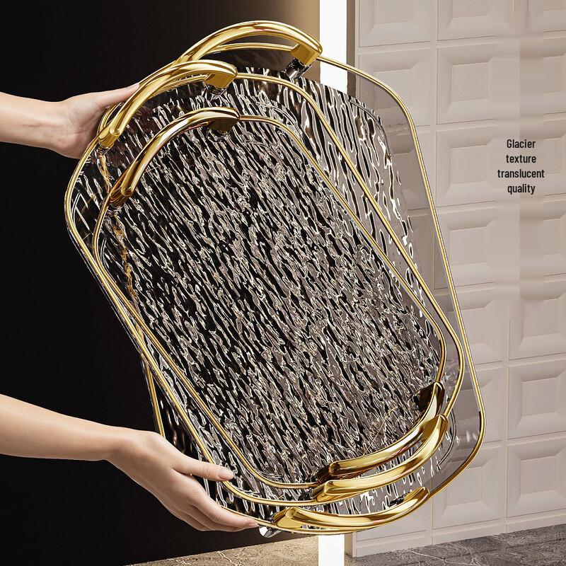 Light Luxury Plastic Serving Tray with Handles