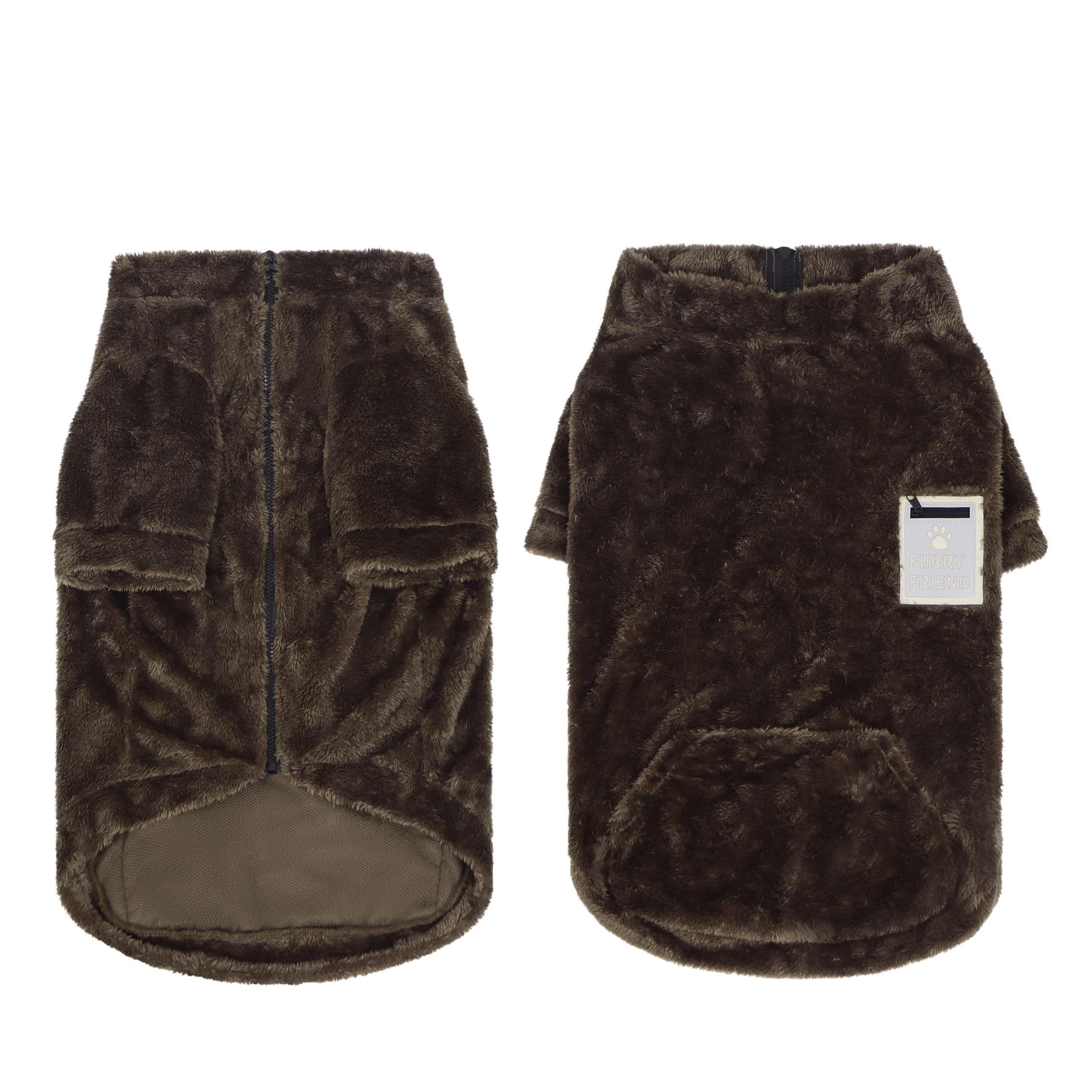 

Dark Brown Winter Dog Coat for Medium & Large Dogs, Soft Warm Big Pet Jacket with Zipper Closure, Winter Warm Dog Clothes XL чёрный