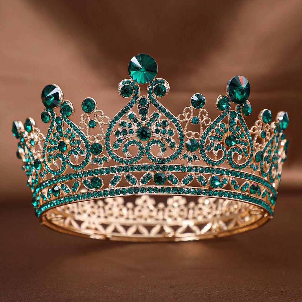 European Baroque Bridal Rhinestone Crown Headdress - Elegant Alloy Hair Accessory for Weddings & Makeup