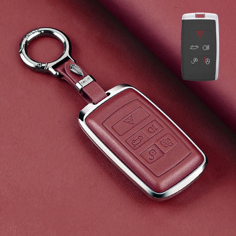 Metal Leather Car Remote Key Cover Case Holder Shell Fob for Land Rover RangeRover Sport Evoque Freelander Velar Discovery LR5