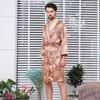 Men's Plus Size Silk-Feel Yukata: Lightweight Long-Sleeve Summer Robe & Pajamas