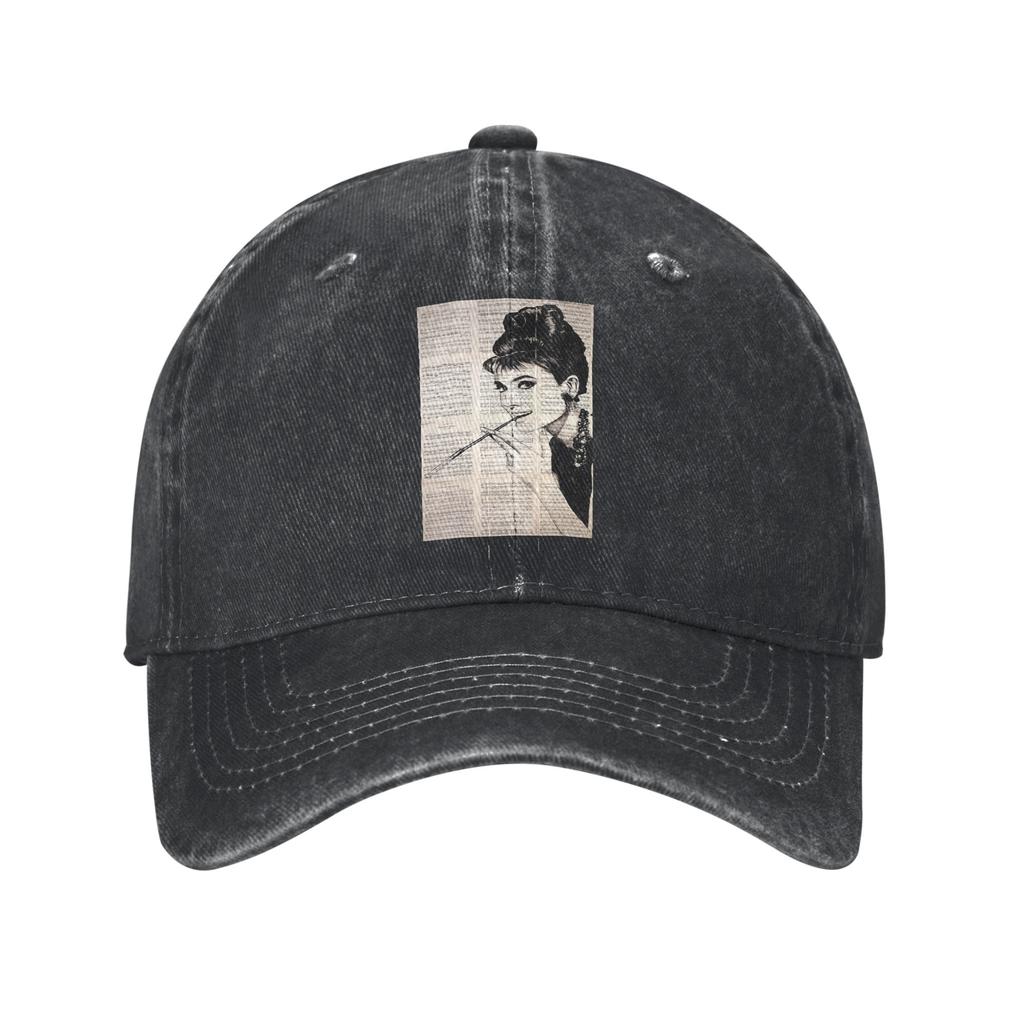 Audrey Hepburn Denim Fabric Cap Casual Baseball Caps Adjustable Hat Summer Unisex Baseball Hats