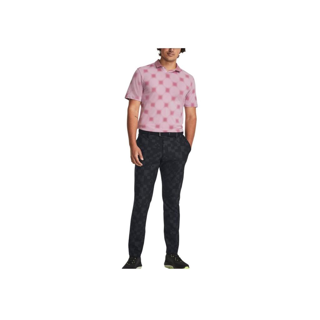 Under Armour Diamond Print All Over Short Sleeve Polo Shirt Men Polo Shirts Pink 1379734-697