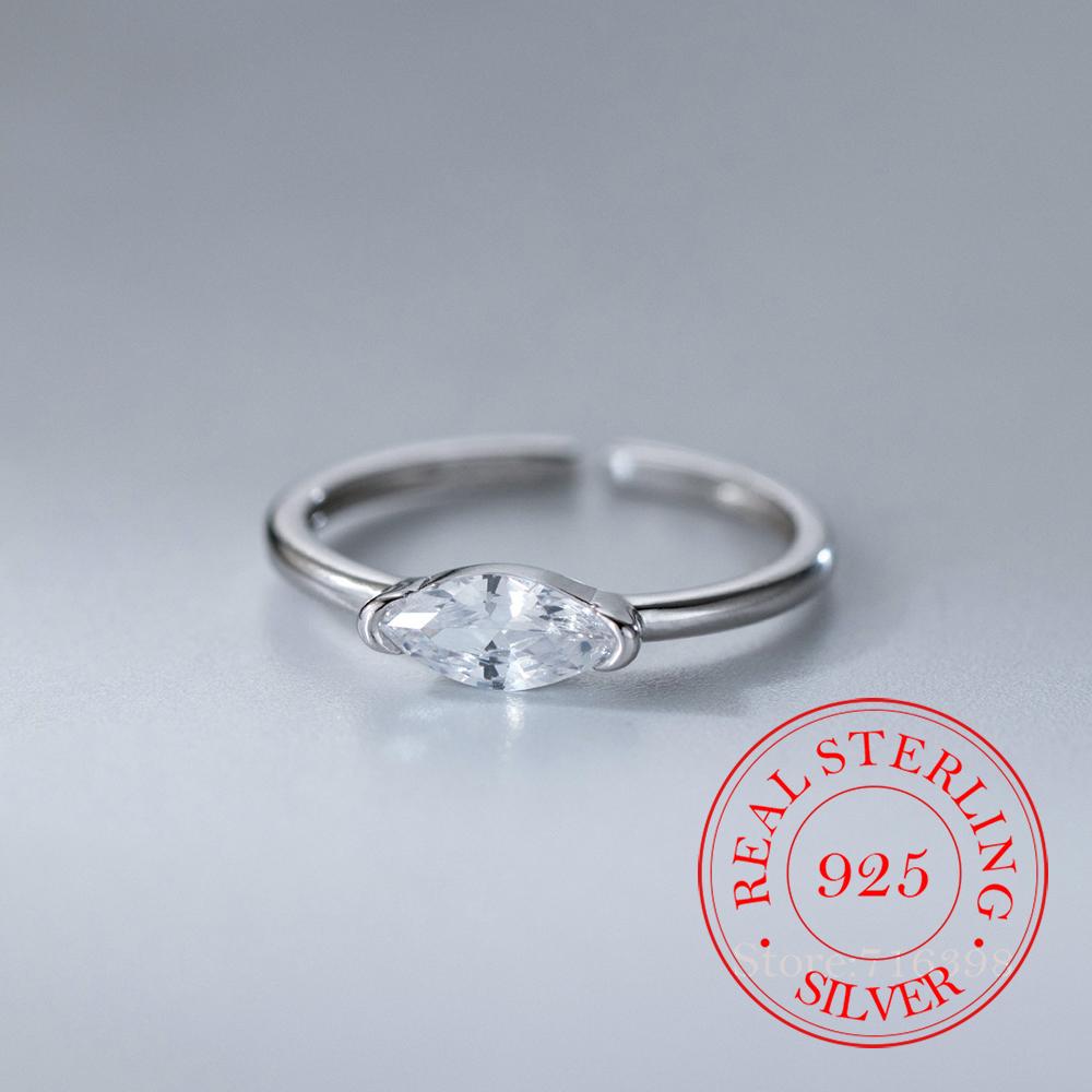 

925 Sterling Silver Crystal Rhombic Zircon Finger Rings for Woman Wedding Engagement Party Gift Charm Jewelry One Size