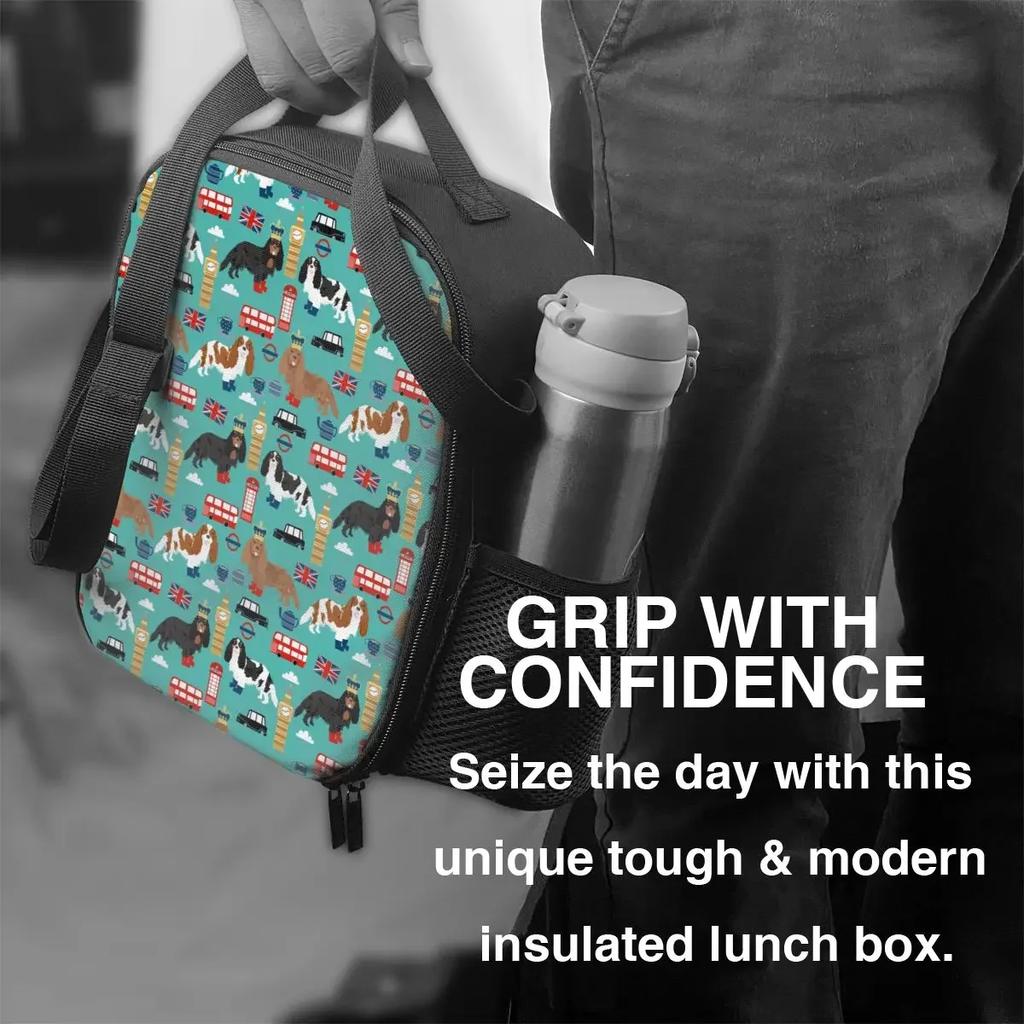 Cavalier King Charles Spaniel W Londynie Przenośny Lunchbox Szczelny Torba Termiczna Chłodząca na Jedzenie Izolowana Torba na Lunch Praca Biurowa