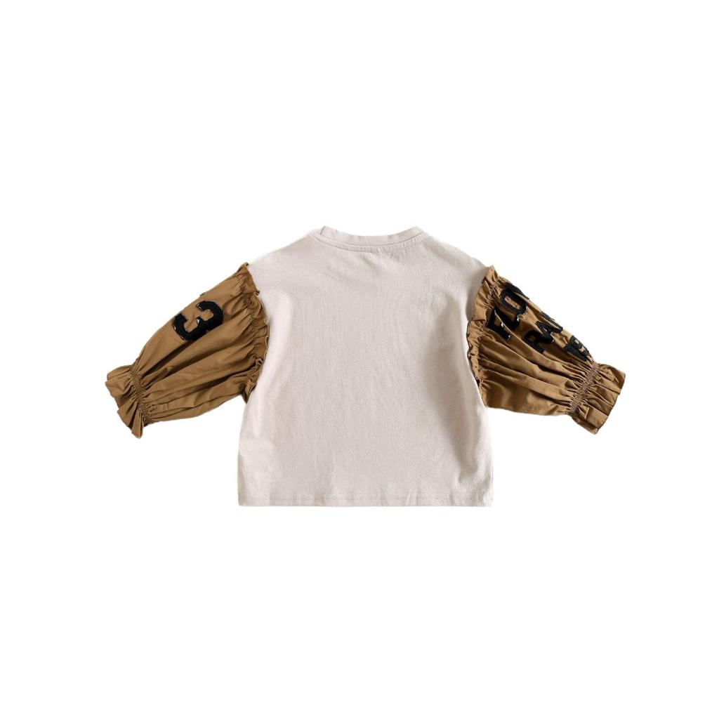 2025 Autumn Girls' Embroidered Puff Sleeve Linen Cotton Shirt