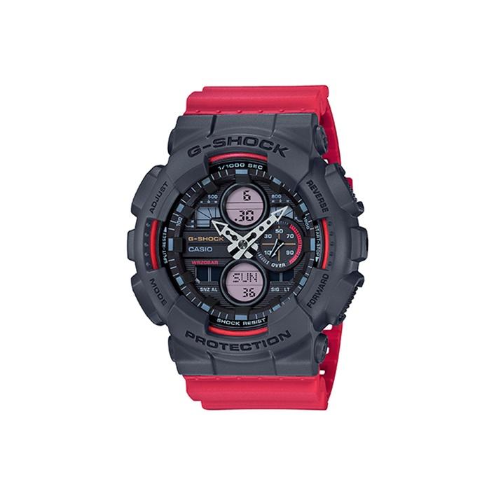 

CASIO Men Liquid Crystal/Analog Dual Display Series Black Watch GA-140-4APRBS GA-140-4APRBS Red Regular Watch Box