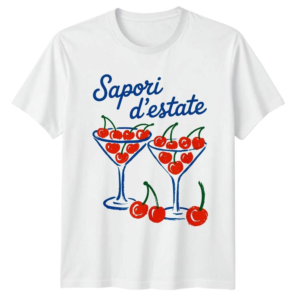 Sapori D Estate Cherries Food Drink Summer Cocktails Unisexs Unisexs Graphic Tee S